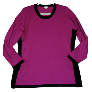 Avenue Tunic Sweater Womens 22 24 Pink Black Ribbed Sides Soft Girl Classic